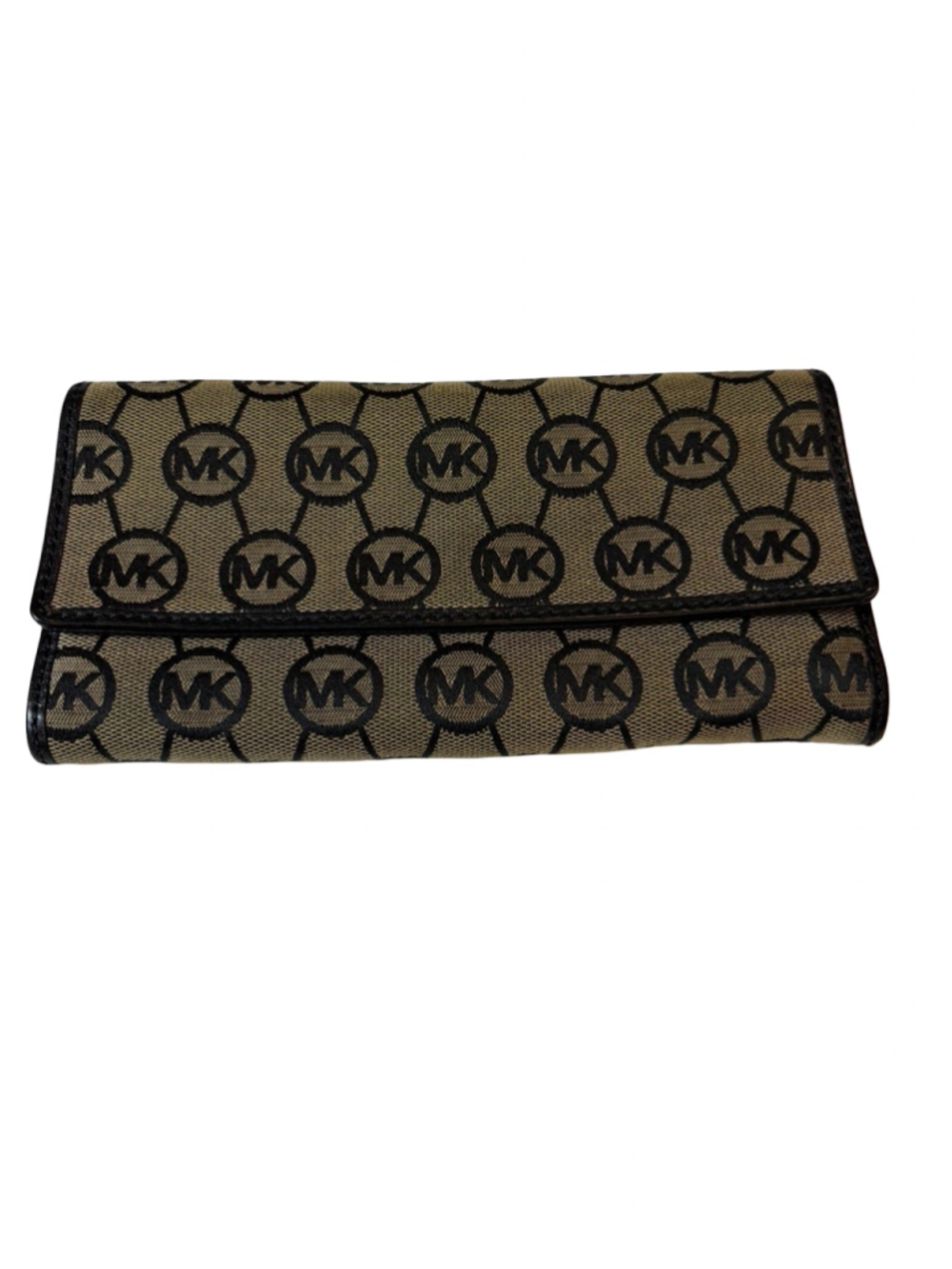 Michael Kors MK Monogram Jacquard Continental Wallet Black Tan Y2K